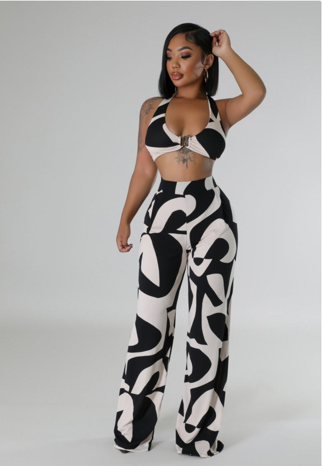 Yvonne 2 piece wide leg pants set